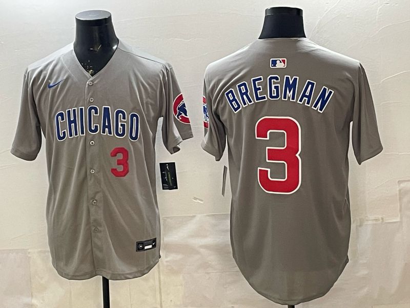Men 2026 Chicago Cubs #3 Bregman Grey Game Nike MLB Jersey style 004->chicago cubs->MLB Jersey